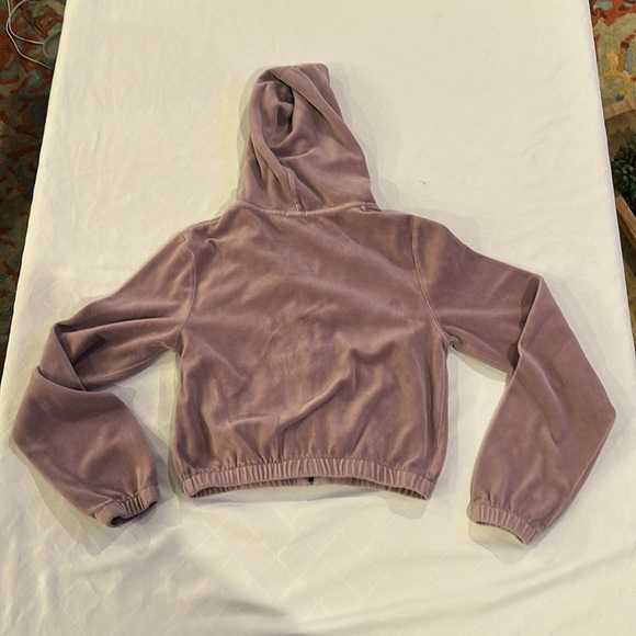 Brandy Melville John Galt full zip up velour hoodie cropped jacked EUC - Picture 5 of 5